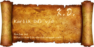 Karlik Dávid névjegykártya